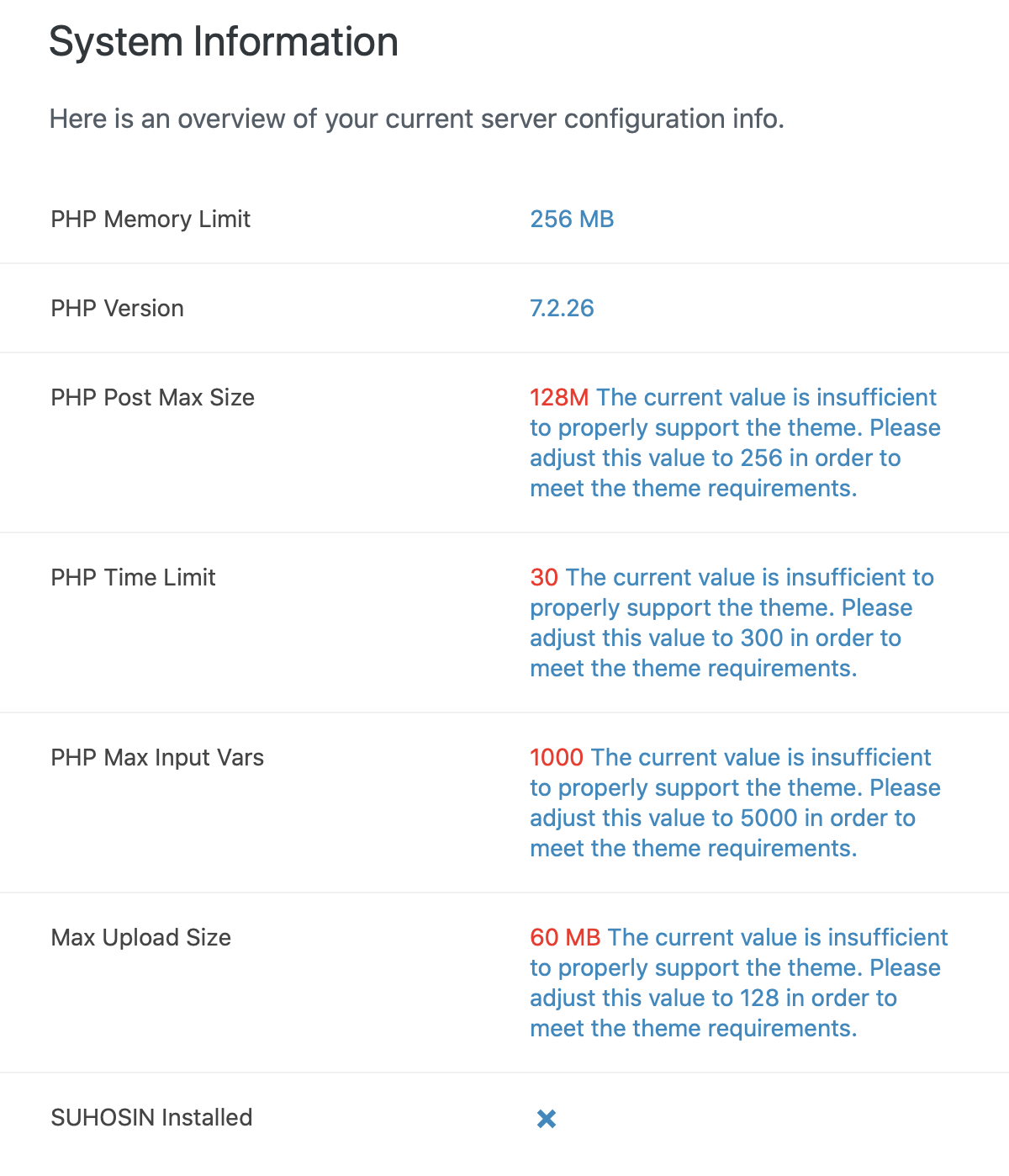web server settings
