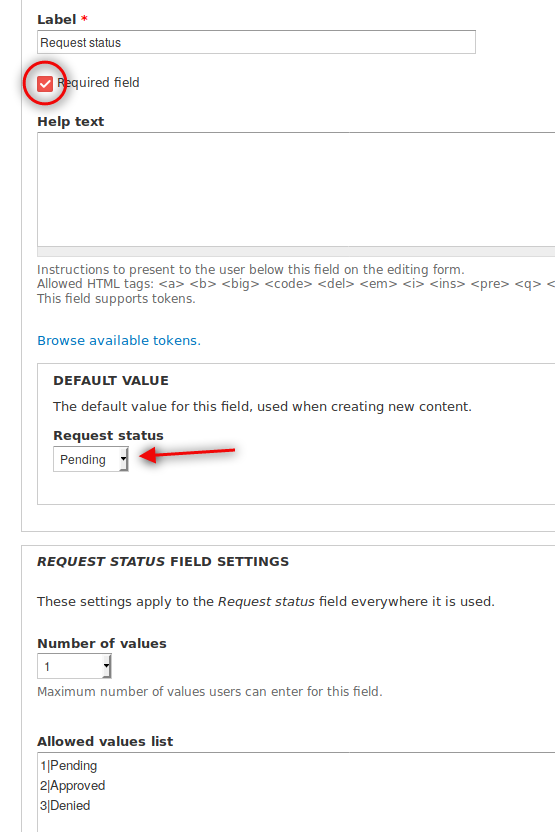 settings for Request Contact Form in Drupal 7