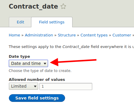 Setting the Date Type