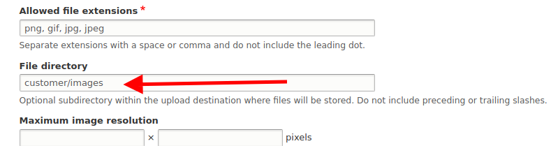 Configure the file directory for the images
