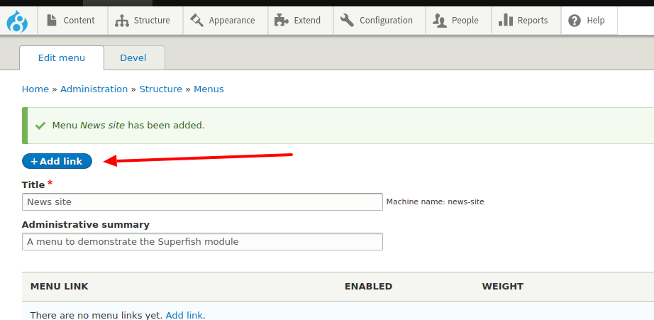 Click Add link button