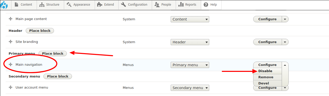 Click Place block button