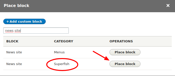 Click Place block button