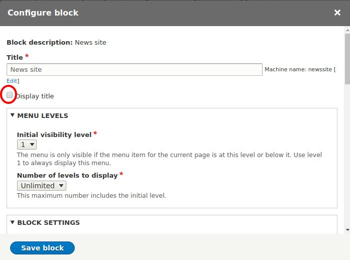 Uncheck Display title checkbox