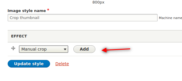 Select Manual crop and click the Add button