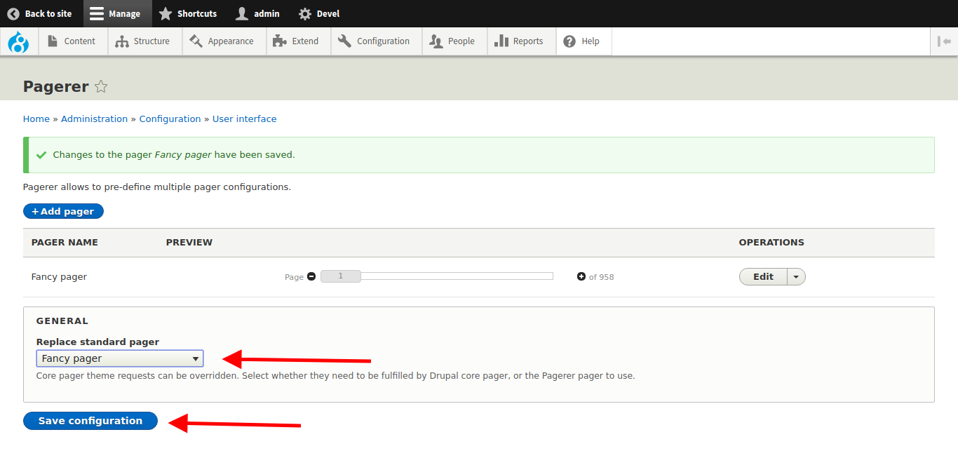 Replace standard pagerer