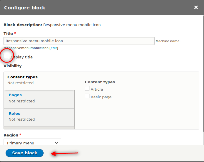 uncheck display title