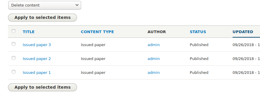 Your Content listing screen should look more or less like this
