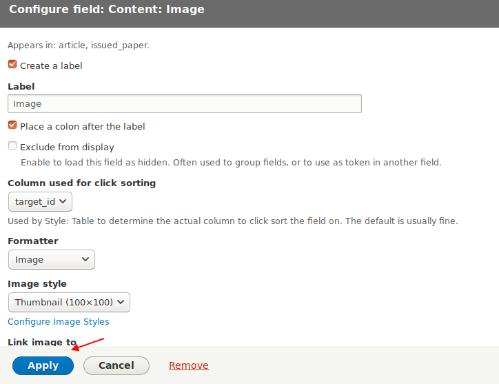 Select the Image field