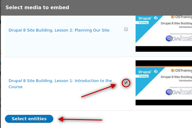 click select entities