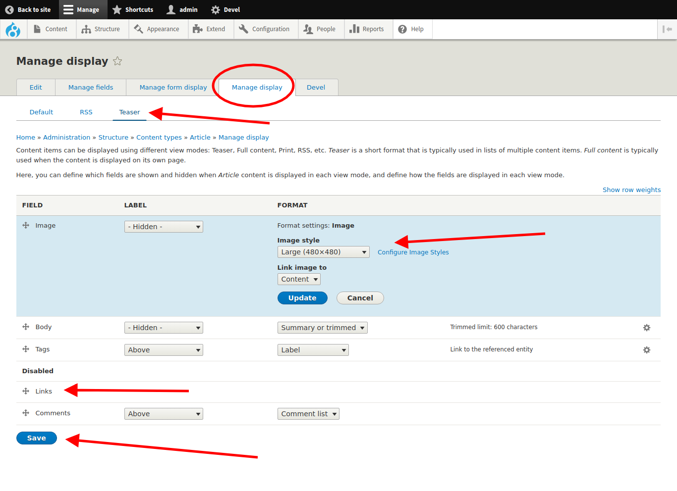 Manage display