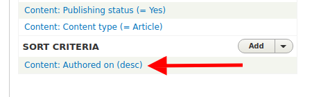 Sort criteria