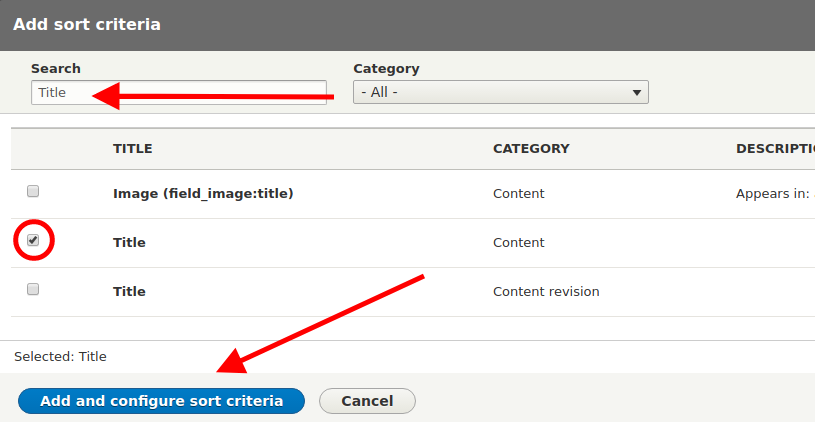 Add and configure sort criteria