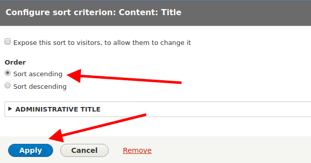 Sort criteria