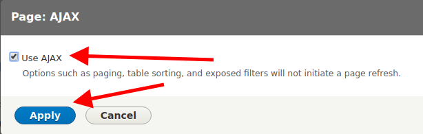 Mark Use AJAX checkbox