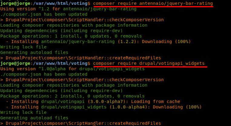 Download with Composer the library and the module