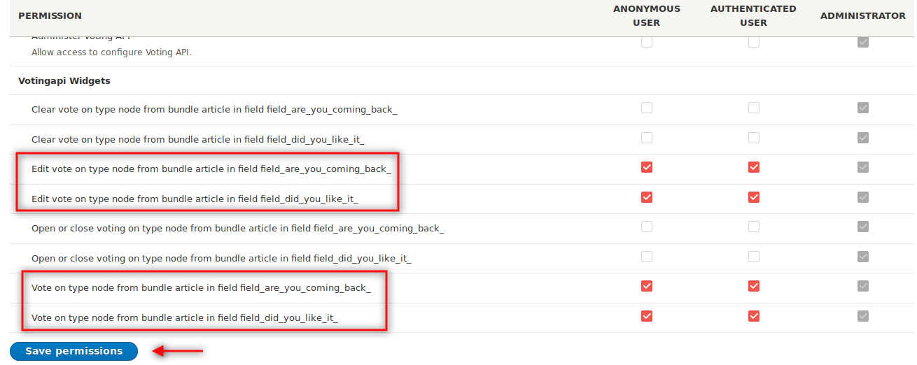 Click Save permissions