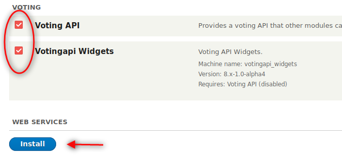 Enable the Voting API and Votingapi Widgets 