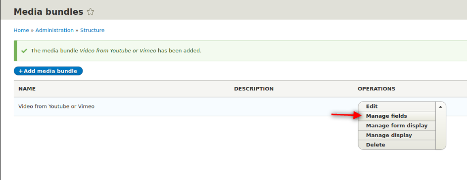 Click display arrow choose manage fields