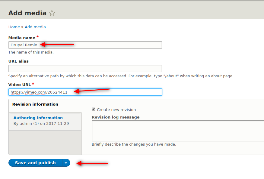 Add label url click save and publish