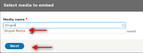 Type in media asset name click next