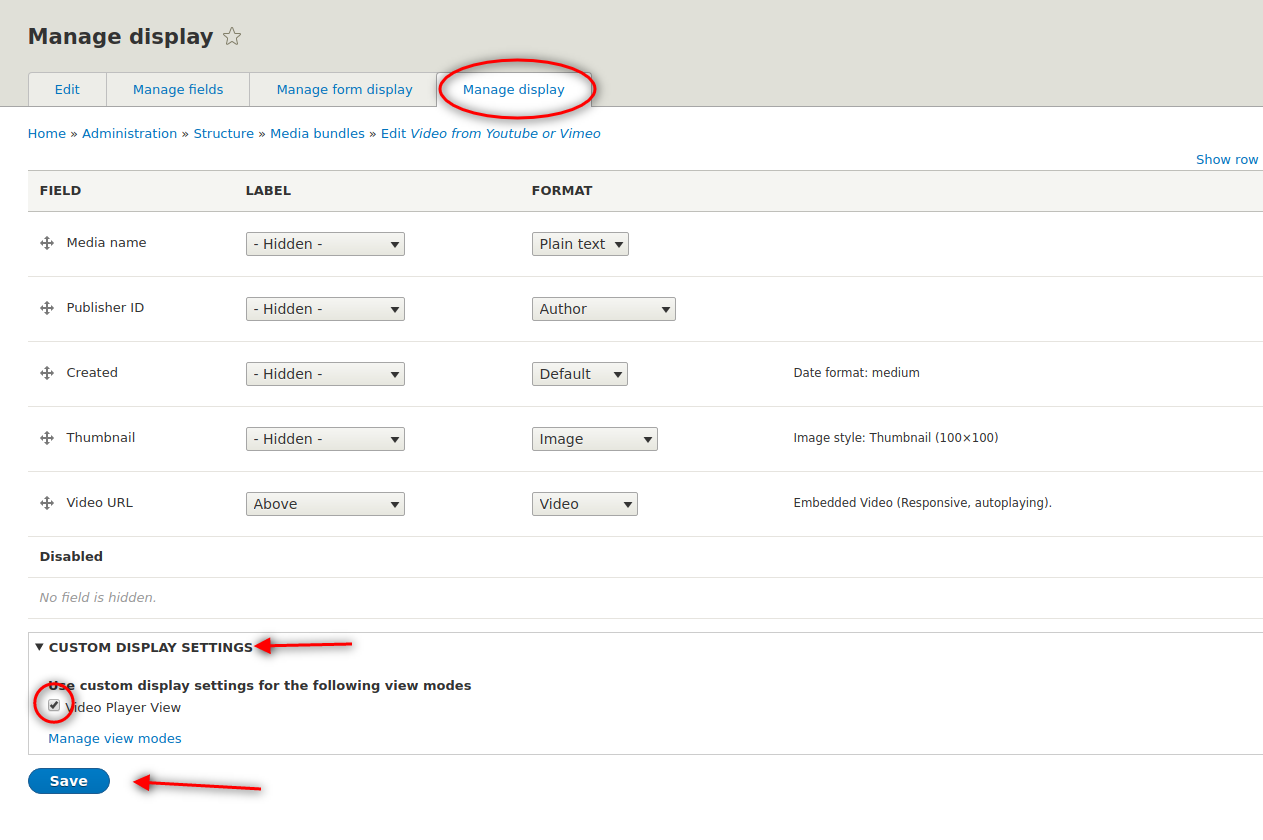 Select video player view