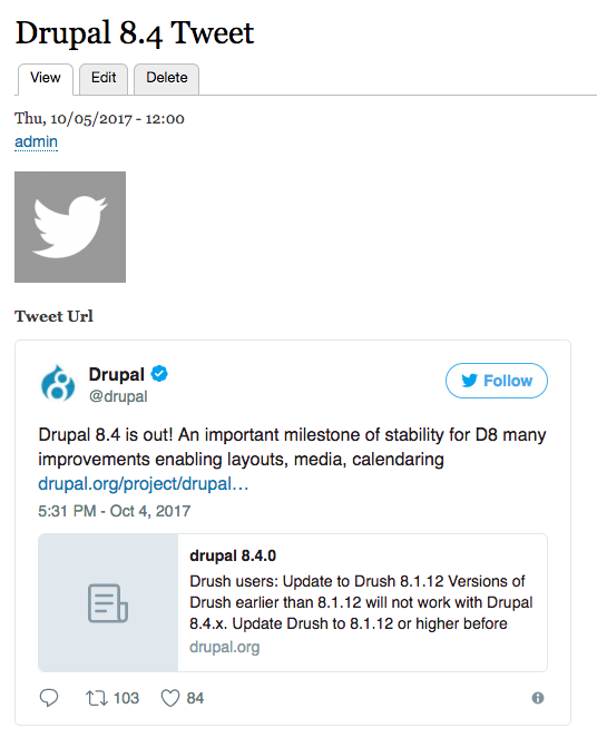 drupal84 tweet