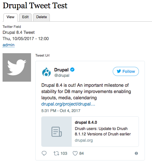tweet embedded drupal