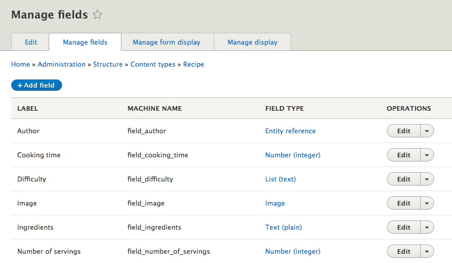 umami content type in Drupal 8.6