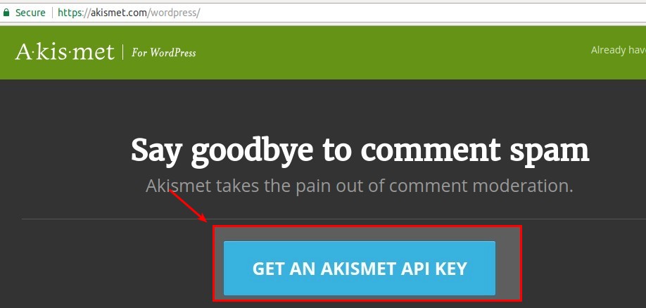 05 get akismet api key button