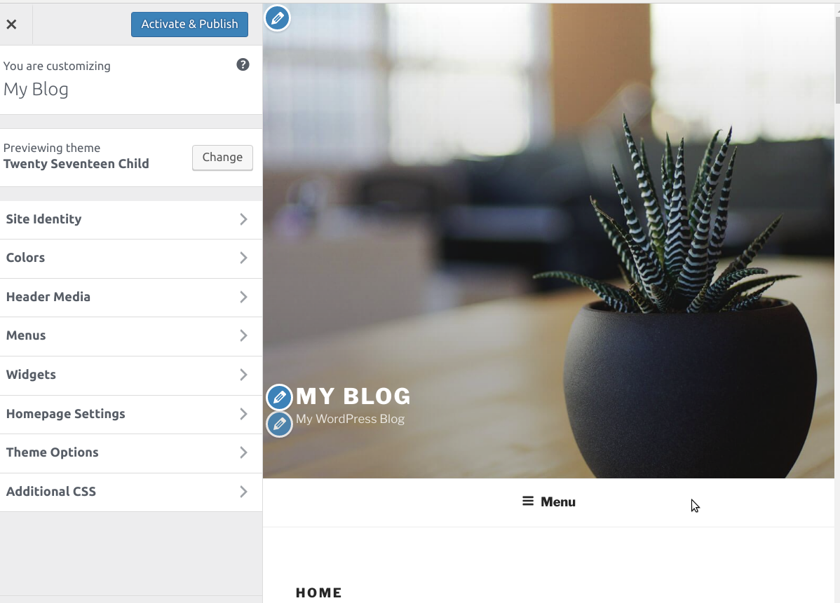 preview with activate and publish button