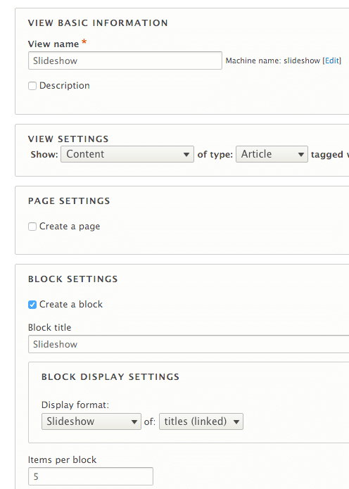Creating a slideshow view