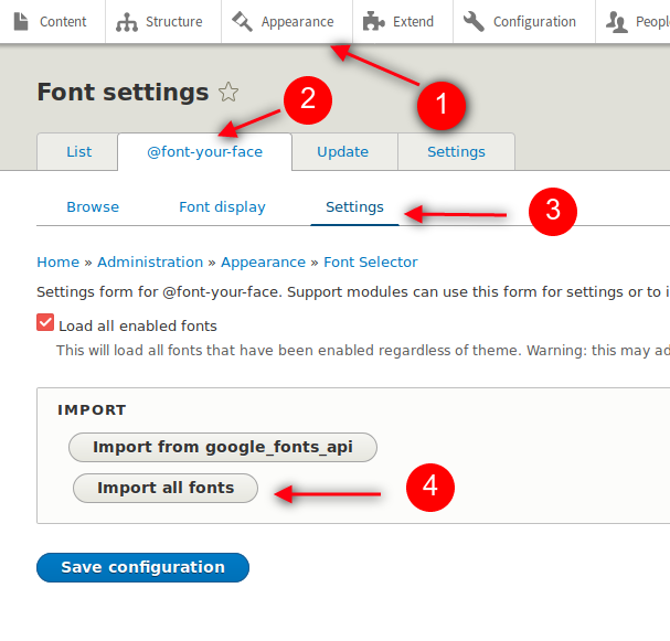 Drupal webfonts import
