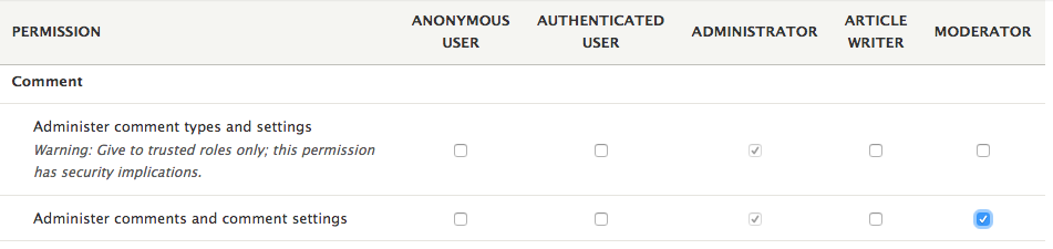 drupal create moderator