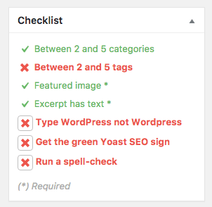 content checklist metabox