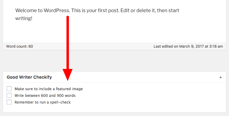good writer checkify plugin metabox