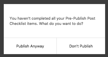 pre publish post checklist metabox message