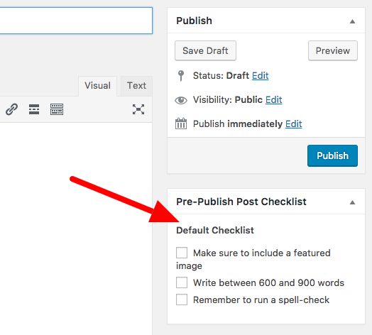 pre publish post checklist metabox