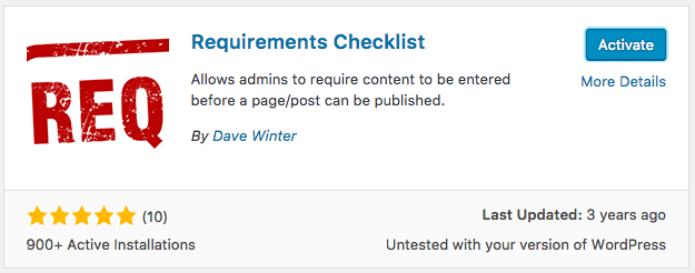 requirements checklist plugin