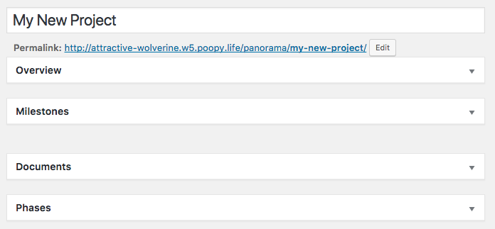 panorama new project in wordpress